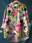 Women Floral Long Sleeve Shirt Spring/Fall Printing Shirt Collar Daily Casual Top