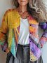 Women 3D Printing Casual Spring/Fall Knitted Cardigan