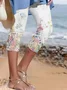 Women Floral Capris Pants Casual Summer Trousers