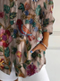 Women Floral Long Sleeve Shirt Spring/Fall Buckle Shirt Collar Daily Casual Top