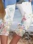 Women Floral Capris Pants Casual Summer Trousers