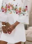 Women Floral Half Sleeve Summer Printing Dress V Neck Daily Casual Midi Classic H-Line Dress