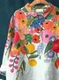 Women Floral Long Sleeve Shirt Spring/Fall Printing Shirt Collar Daily Casual Top
