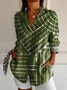 Women Striped Long Sleeve Shirt Spring/Fall Buckle Shirt Collar Daily Casual Top