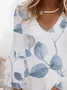 Women Floral Half Sleeve Summer Printing Dress V Neck Daily Casual Midi Classic H-Line Dress