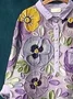 Women Floral Long Sleeve Shirt Spring/Fall Printing Shirt Collar Daily Casual Top