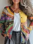 Women 3D Printing Casual Spring/Fall Knitted Cardigan