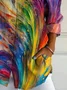 Women Abstract Long Sleeve Shirt Spring/Fall Buckle Shirt Collar Daily Casual Top