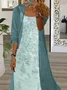 Women Floral Printing Two-Piece Set Daily Three Quarter Sleeve Casual Spring/Fall Dress With Coat Matching Set