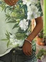 Women Floral Short Sleeve Tee T-shirt V Neck Printing Casual Summer Graphic Tee Top