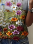 Women Floral Short Sleeve Tee T-shirt Crew Neck Printing Casual Summer Graphic Tee Top