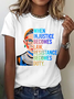 Women Text Letters Short Sleeve Tee T-shirt Crew Neck Casual Summer Top