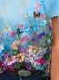 Women Floral Short Sleeve Tee T-shirt Crew Neck Printing Casual Summer Graphic Tee Top