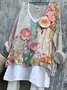 Women Floral Long Sleeve Blouse Spring/Fall Printing V Neck Daily Casual Top