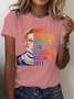 Women Text Letters Short Sleeve Tee T-shirt Crew Neck Casual Summer Top