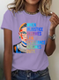 Women Text Letters Short Sleeve Tee T-shirt Crew Neck Casual Summer Top