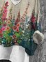 Women Floral Long Sleeve Blouse Spring/Fall Printing V Neck Daily Casual Top