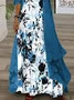 Women Floral Printing Two-Piece Set Daily Three Quarter Sleeve Casual Spring/Fall Dress With Coat Matching Set