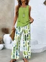 Women Ombre Two-Piece Set Daily Sleeveless Casual Summer Top With Pants Matching Set