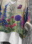 Women Floral Long Sleeve Blouse Spring/Fall Printing V Neck Daily Casual Top