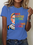 Women Text Letters Short Sleeve Tee T-shirt Crew Neck Casual Summer Top