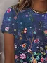Women Floral Short Sleeve Tee T-shirt Crew Neck Printing Casual Summer Graphic Tee Top