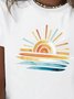 Women Sun Short Sleeve Tee T-shirt Crew Neck Casual Summer Top
