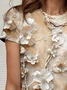 Women Floral Short Sleeve Tee T-shirt Crew Neck Printing Casual Summer Graphic Tee Top