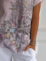 Women Paisley Short Sleeve Tee T-shirt V Neck Casual Summer Top