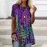 Women Geometric Short Sleeve Tee T-shirt Crew Neck Casual Summer Top