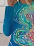 Women Abstract Long Sleeve Tee T-shirt Crew Neck Printing Casual Spring/Fall Graphic Tee Top