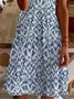 Women Abstract Graphic Short Sleeve Summer Printing Dress V Neck Daily Casual Midi Fit & Flare Dress A-Line Dress