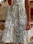 Women Floral Short Sleeve Summer Printing Dress V Neck Daily Casual Midi Fit & Flare Dress A-Line Dress