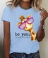 Women Deer Short Sleeve Tee T-shirt Crew Neck Casual Summer Top