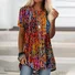 Women Geometric Short Sleeve Tee T-shirt Crew Neck Casual Summer Top