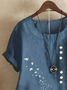 Women Dandelion Half Sleeve Blouse Summer Crew Neck Daily Casual Top