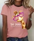 Women Deer Short Sleeve Tee T-shirt Crew Neck Casual Summer Top