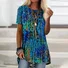 Women Geometric Short Sleeve Tee T-shirt Crew Neck Casual Summer Top