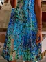 Women Abstract Short Sleeve Summer Printing Dress V Neck Daily Casual Midi Fit & Flare Dress A-Line Dress