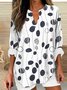 Women Abstract Polka Dots Long Sleeve Blouse Spring/Fall Printing V Neck Daily Casual Top