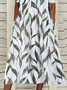 Women Floral Half Sleeve Summer Printing Dress Crew Neck Daily Casual Maxi A-Line Dress