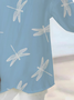 Women Dragonfly Short Sleeve Shirt Summer Printing V Neck Daily Casual Top