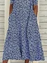 Women Floral Half Sleeve Summer Printing Dress Crew Neck Daily Casual Maxi A-Line Dress