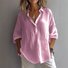 Women Plain Long Sleeve Shirt Spring/Fall Shirt Collar Daily Casual Top