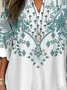 Women Nationality/ethnic Half Sleeve Blouse Summer Shawl Collar Daily Casual Top
