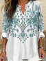 Women Nationality/ethnic Half Sleeve Blouse Summer Shawl Collar Daily Casual Top