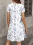 Women Floral Short Sleeve Summer Dress V Neck Daily Casual Maxi A-Line Dress
