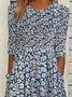Women Floral Half Sleeve Summer Printing Dress Crew Neck Daily Casual Maxi A-Line Dress