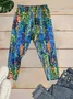 Women Abstract Elastic Waist Vintage Summer Capris Leggings