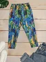 Women Abstract Elastic Waist Vintage Summer Capris Leggings